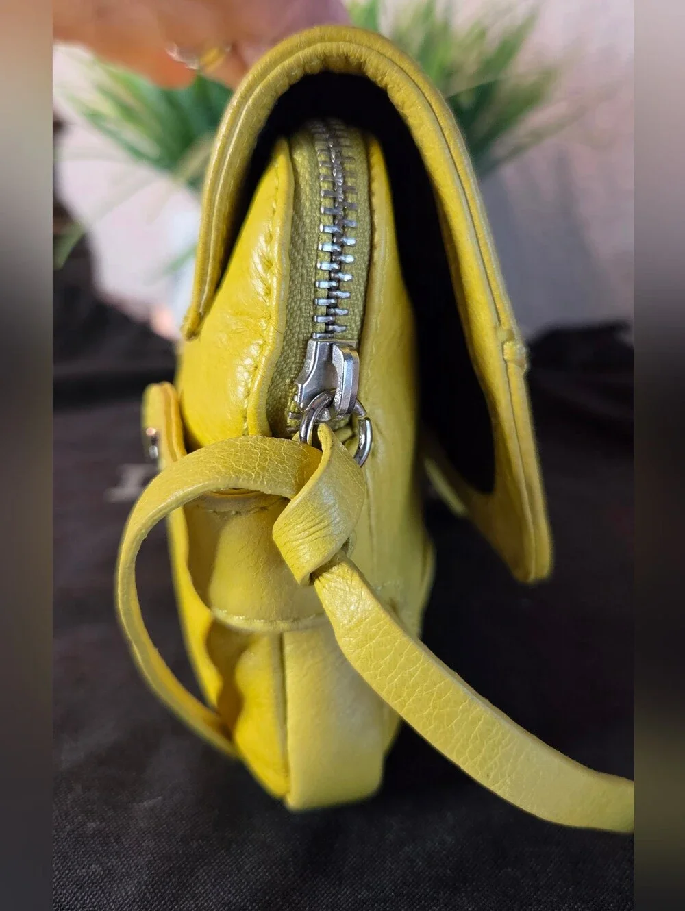 Vintage L.A.M.B. Gwen Stefani Chartreuse Leather Buckle Clutch Y2K